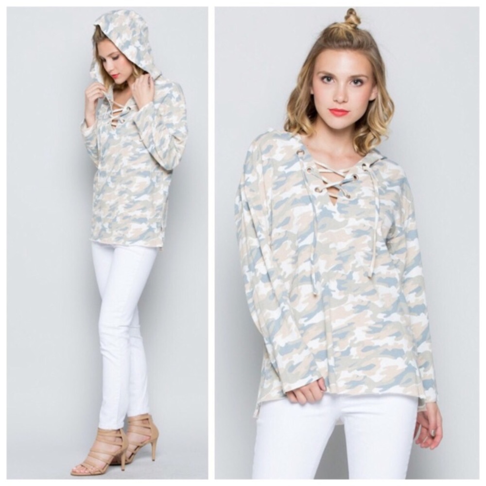 🆕 Camo Lace Up Sweater